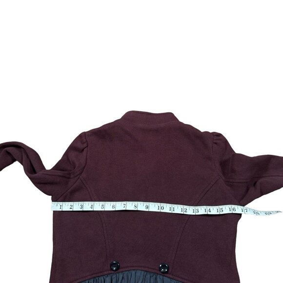 Free People Boho Jacket Women’s Sz 6 Military Ruffles Blazer Burgundy Gray - Picture 6 of 12